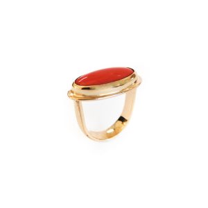 Coral Vintage Gold Handmade Ring